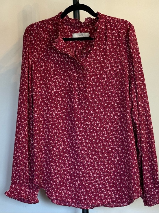LOFT Tops - LOFT Burgundy Floral Button-Front Blouse